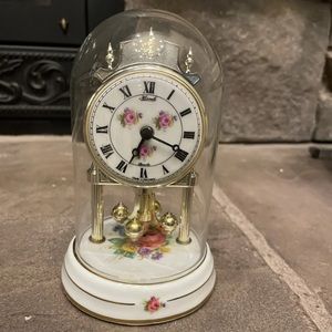 Vintafw Franz Hermle Torsion Pendulum Dome Clock Porcelain-Quartz working tested